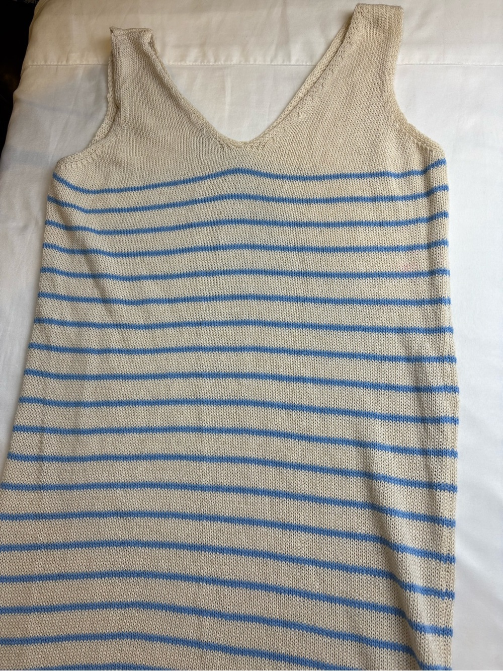 Floris Italian Knit Tank with Light Blue Stripes